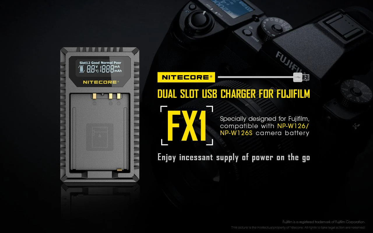 FX1 (Fujifilm NP-W126) Dual-Slot Battery Charger - Image 3