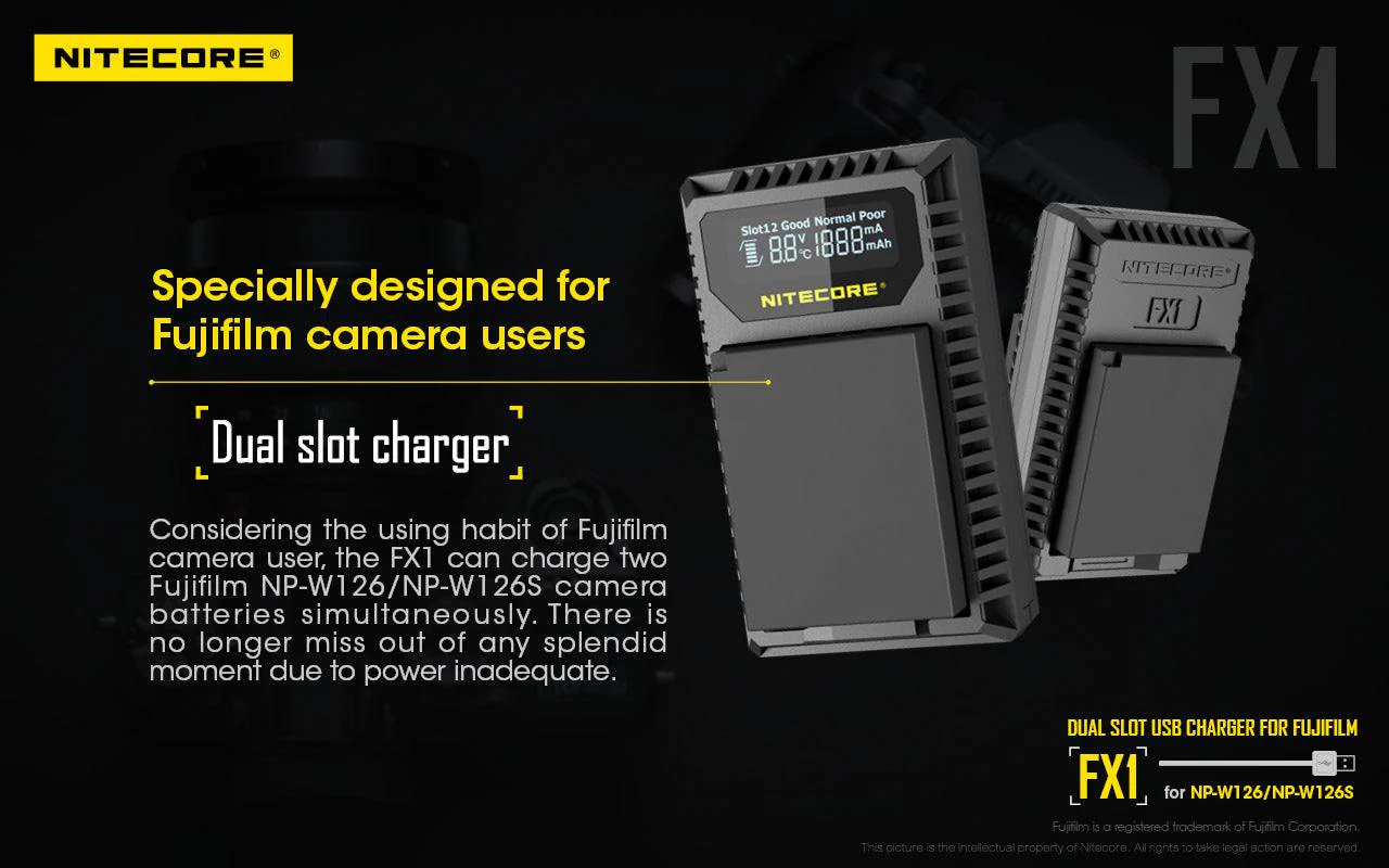 FX1 (Fujifilm NP-W126) Dual-Slot Battery Charger - Image 6