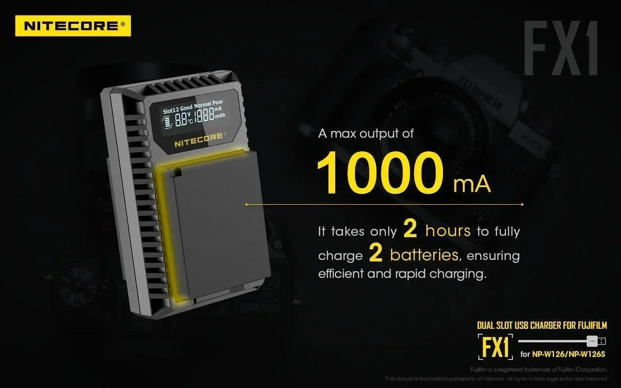 FX1 (Fujifilm NP-W126) Dual-Slot Battery Charger - Image 7