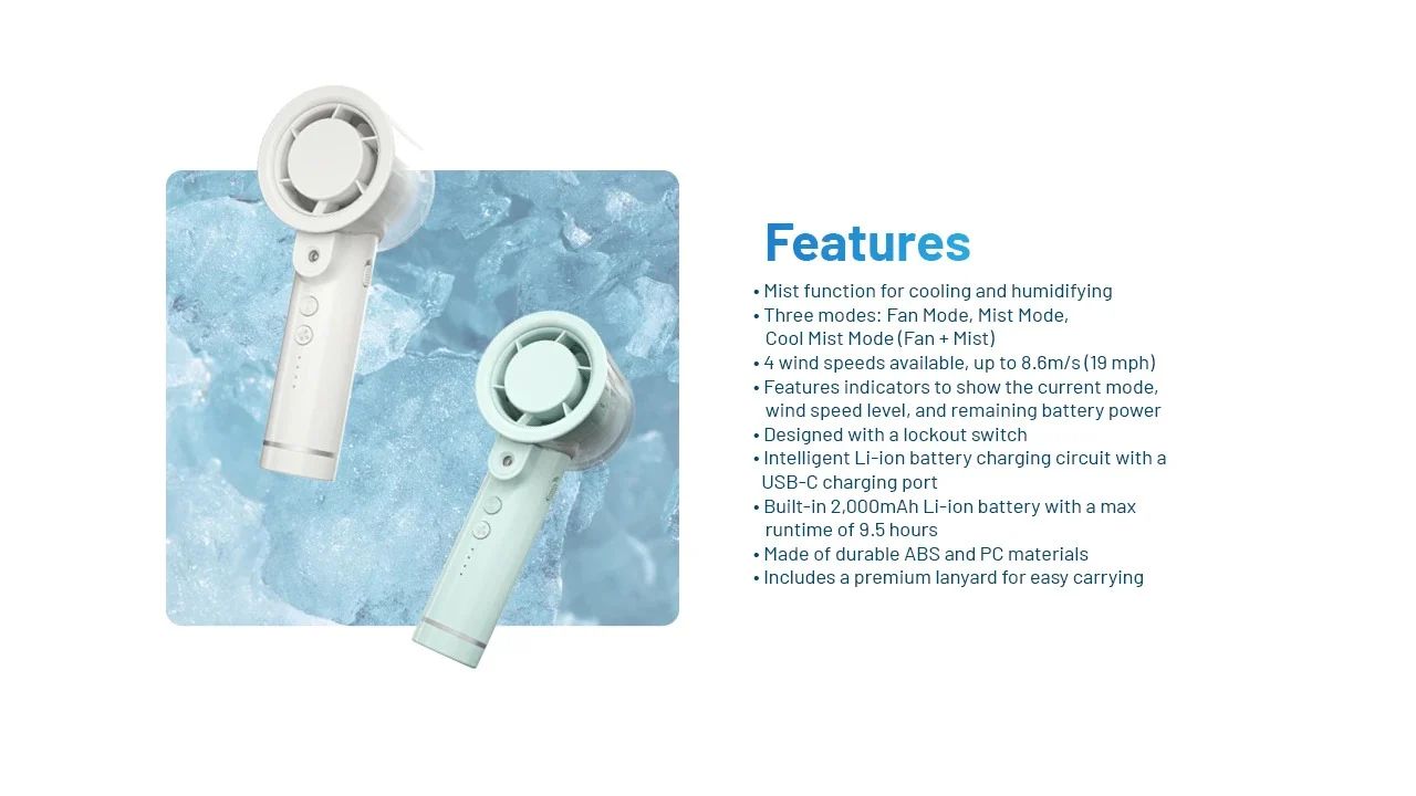 izzCool 20 (Green) - Handheld Air Conditioner Fan (2,000mAh) - Image 16