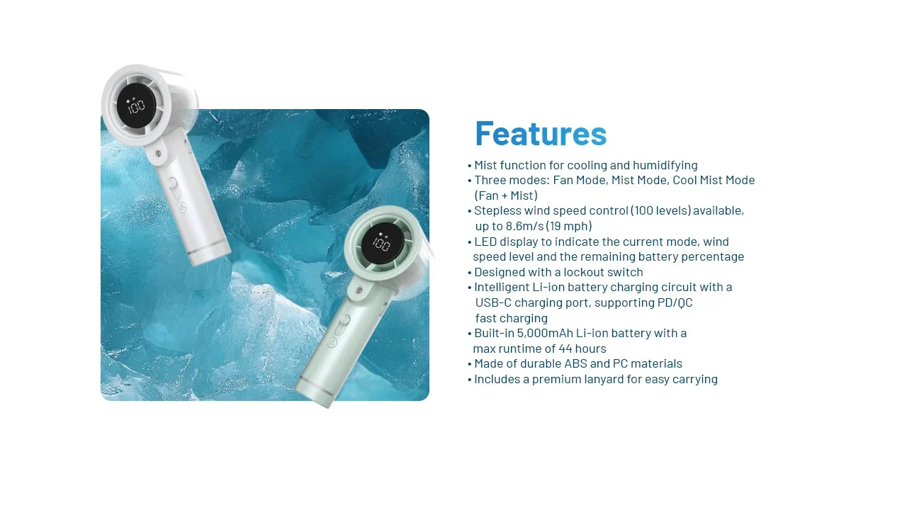 izzCool 20 PRO (Green) - Handheld Air Conditioner Fan (5,000mAh) - Image 17