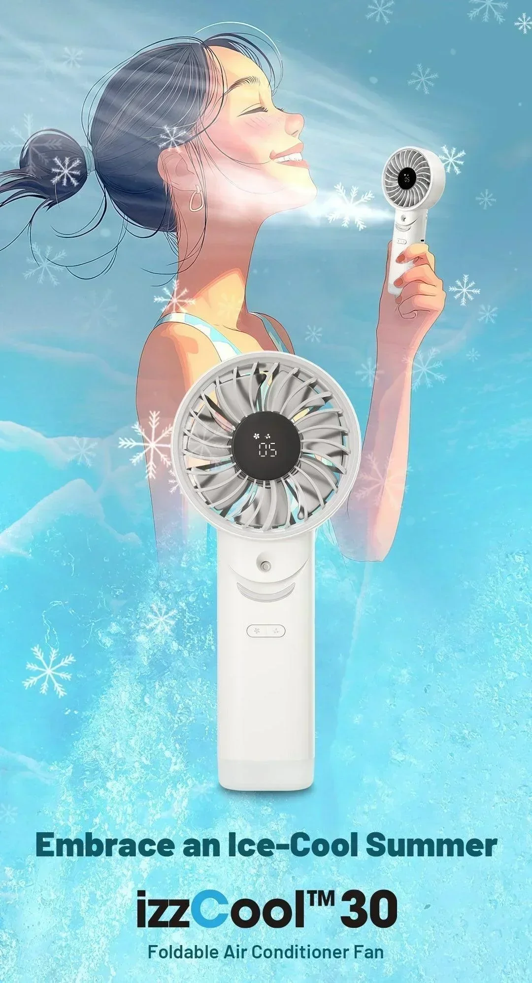 izzCool 30 (White) - Foldable Air Conditioner Fan (3,500mAh) - Image 4
