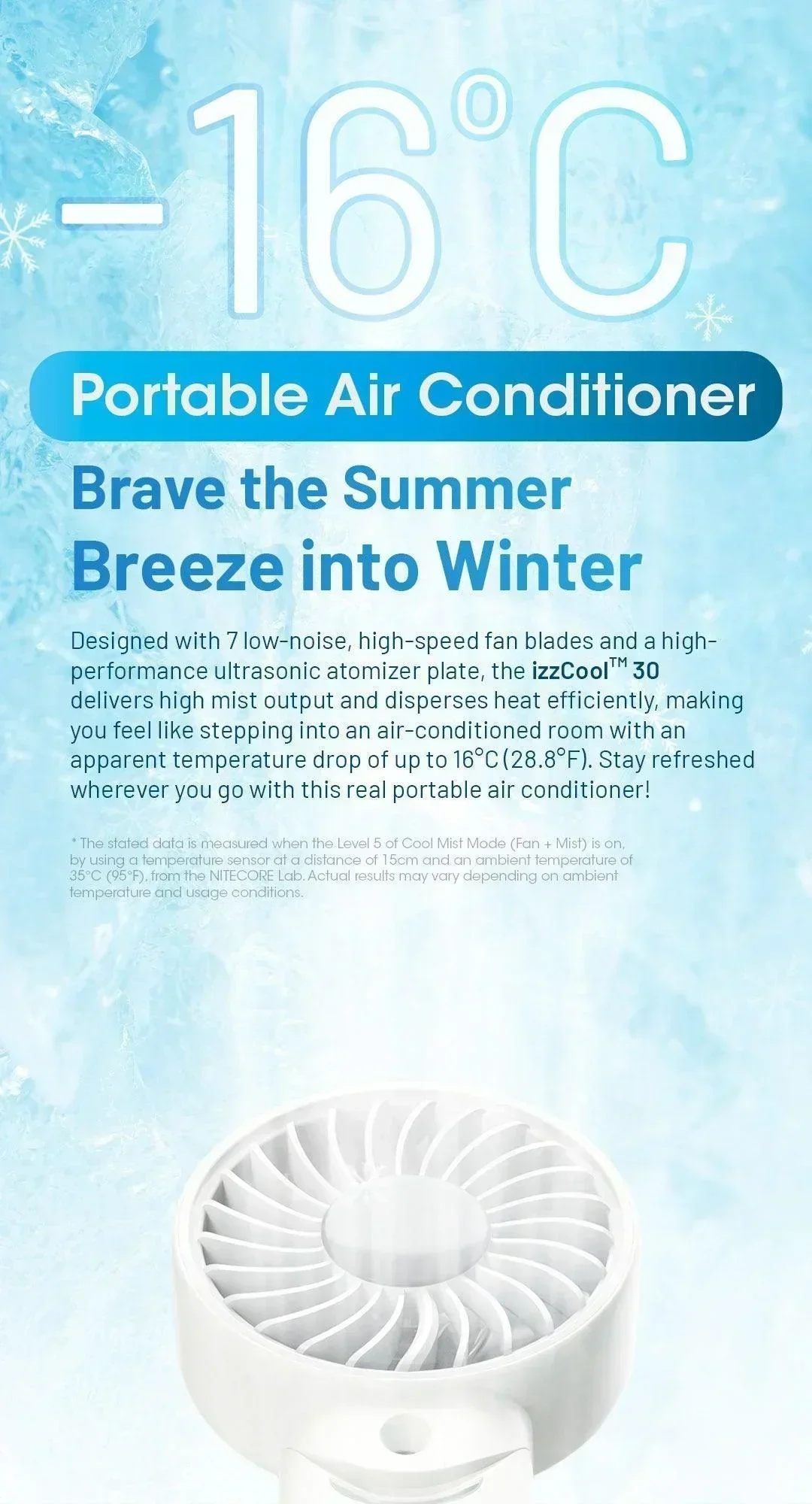 izzCool 30 (White) - Foldable Air Conditioner Fan (3,500mAh) - Image 5