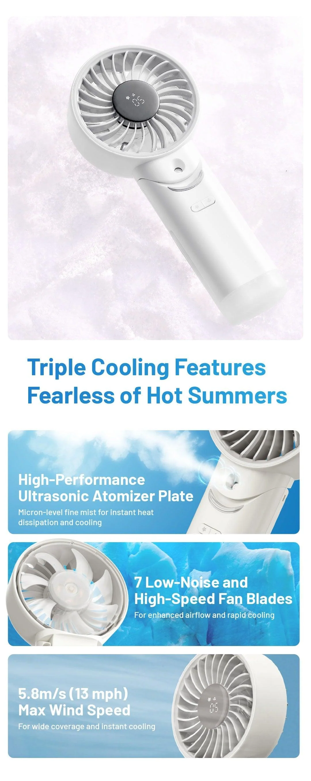 izzCool 30 (White) - Foldable Air Conditioner Fan (3,500mAh) - Image 6