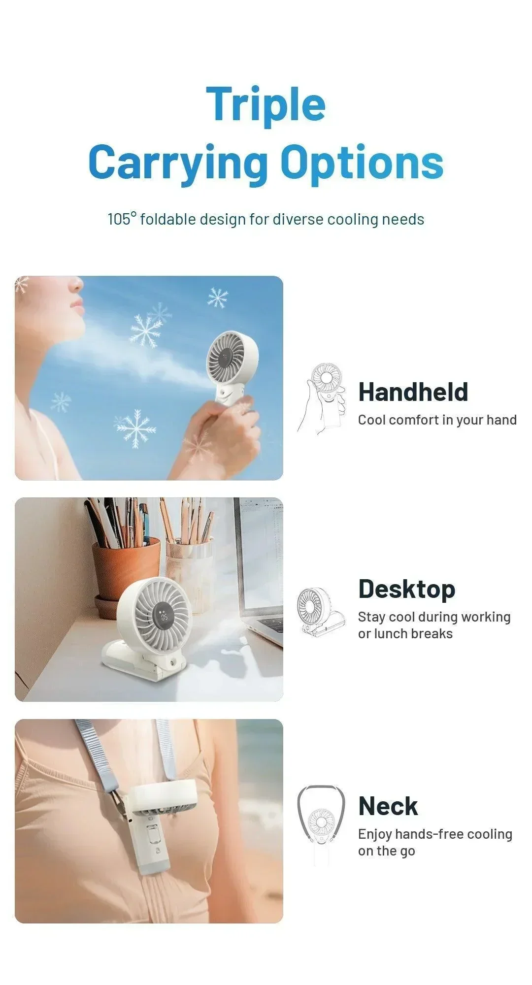 izzCool 30 (White) - Foldable Air Conditioner Fan (3,500mAh) - Image 7