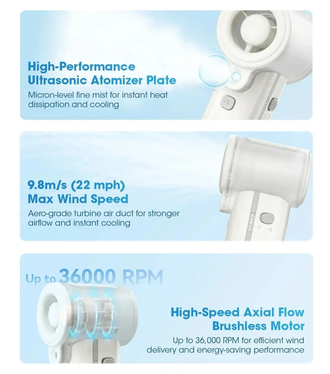 izzCool 40 - High Speed Handheld Air Conditioner Fan (5,200mAh) - Image 8
