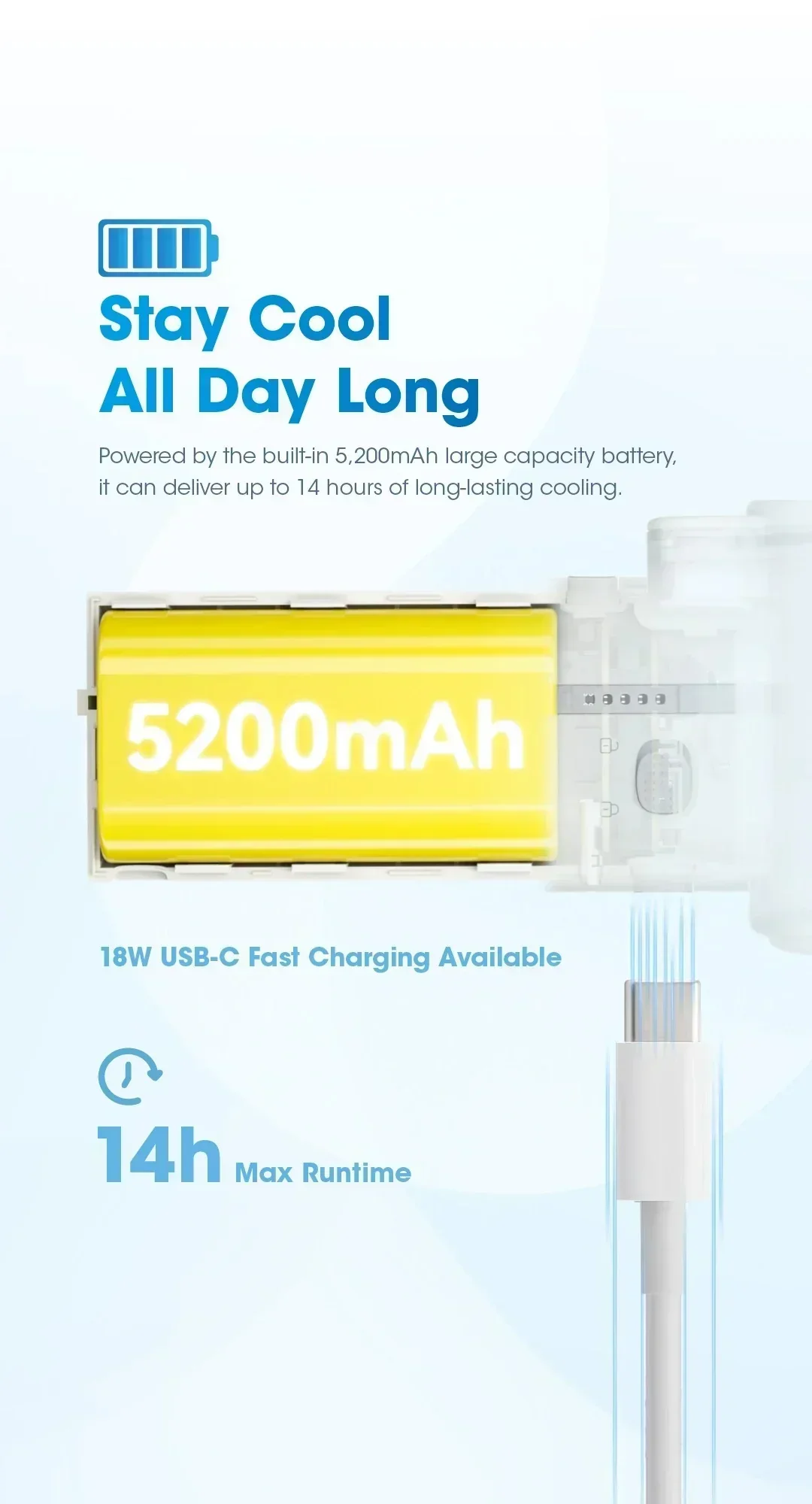 izzCool 40 - High Speed Handheld Air Conditioner Fan (5,200mAh) - Image 9