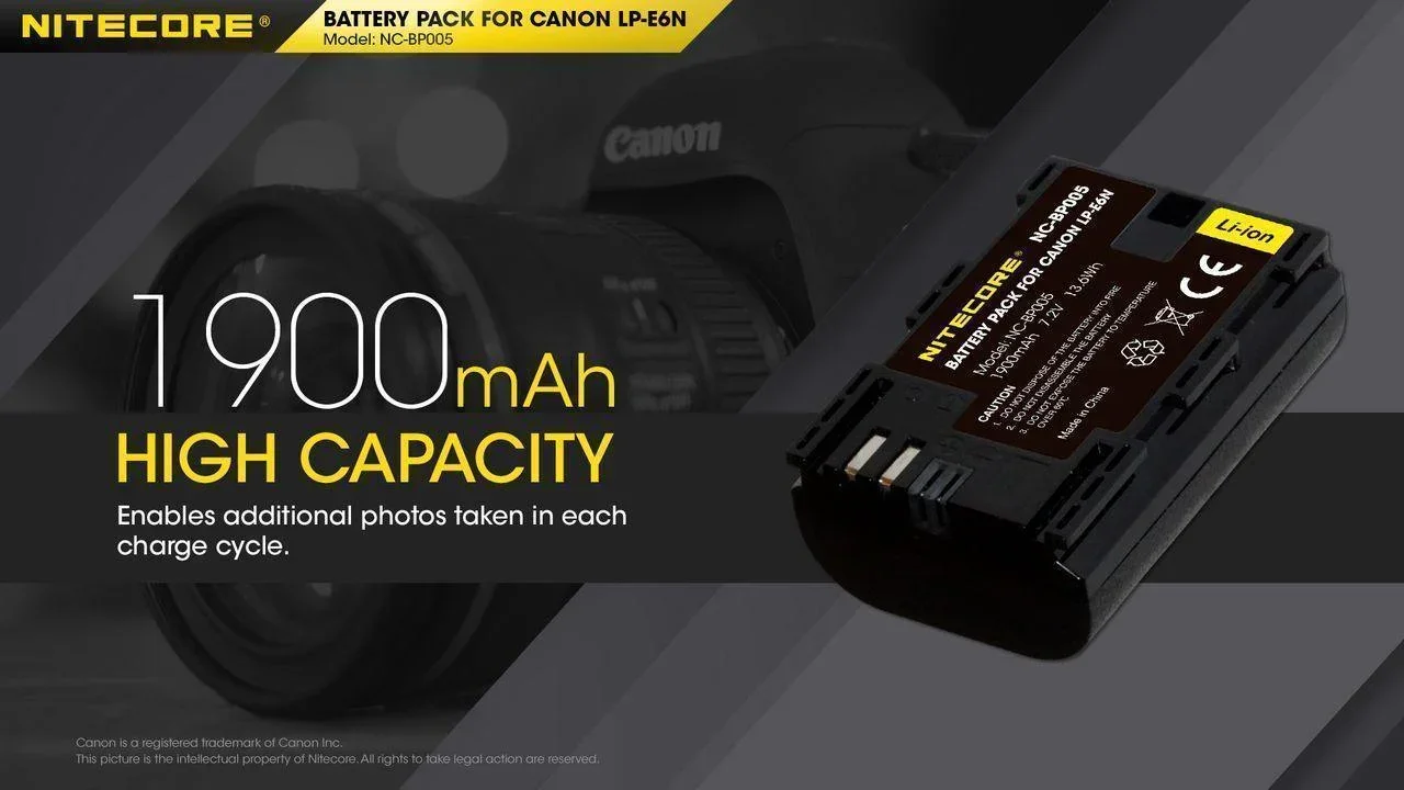 LP-E6N (1900mAh) Battery Pack for Canon (NC-BP005) - Image 3