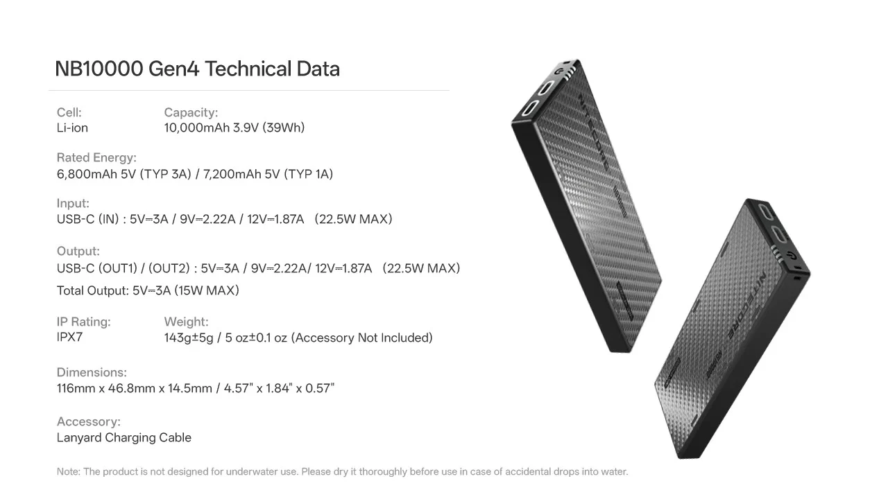 NB10000 Carbon Fiber Energy Brick (10,000mAh 3A GEN4) - Image 23
