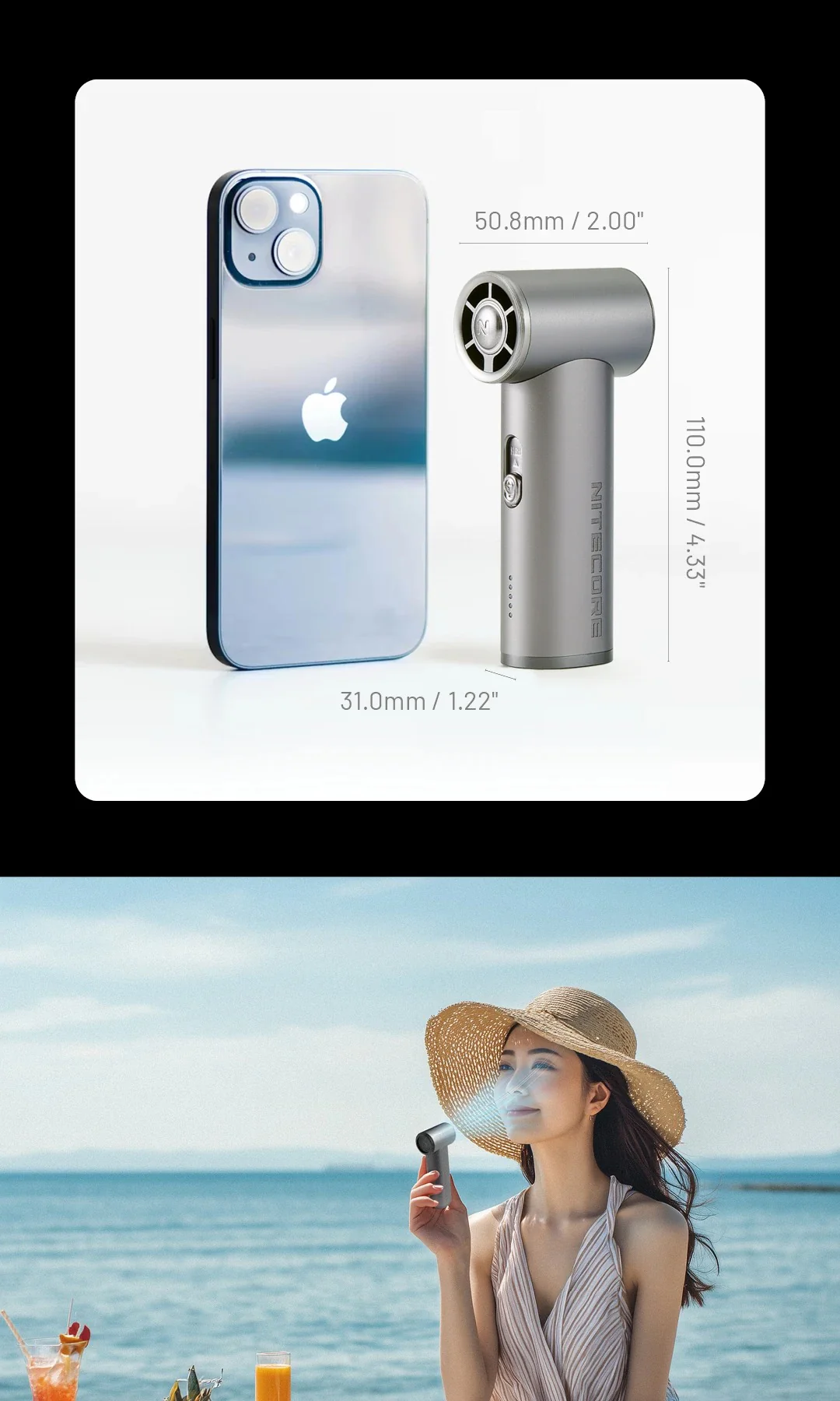 NEF01 (Black) - Mini High-Speed Handheld Fan (4,000mAh) - Image 10