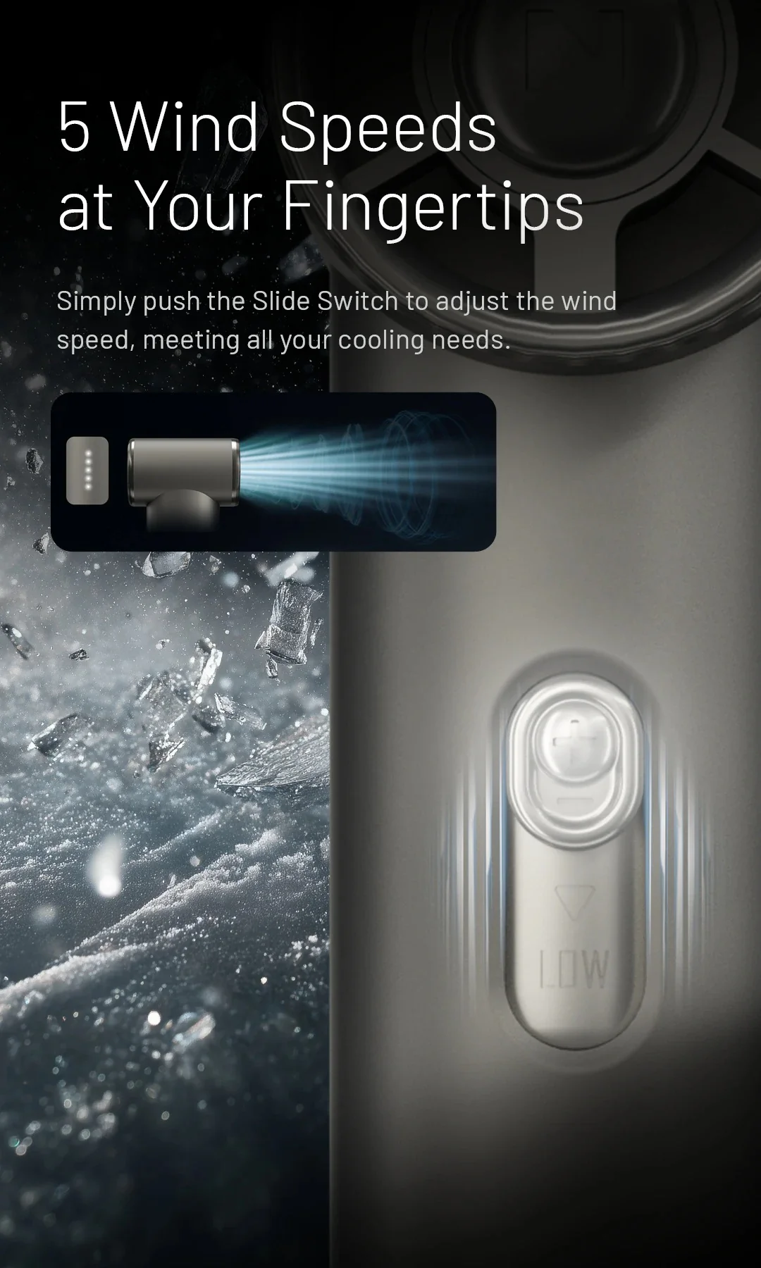NEF01 (Black) - Mini High-Speed Handheld Fan (4,000mAh) - Image 11
