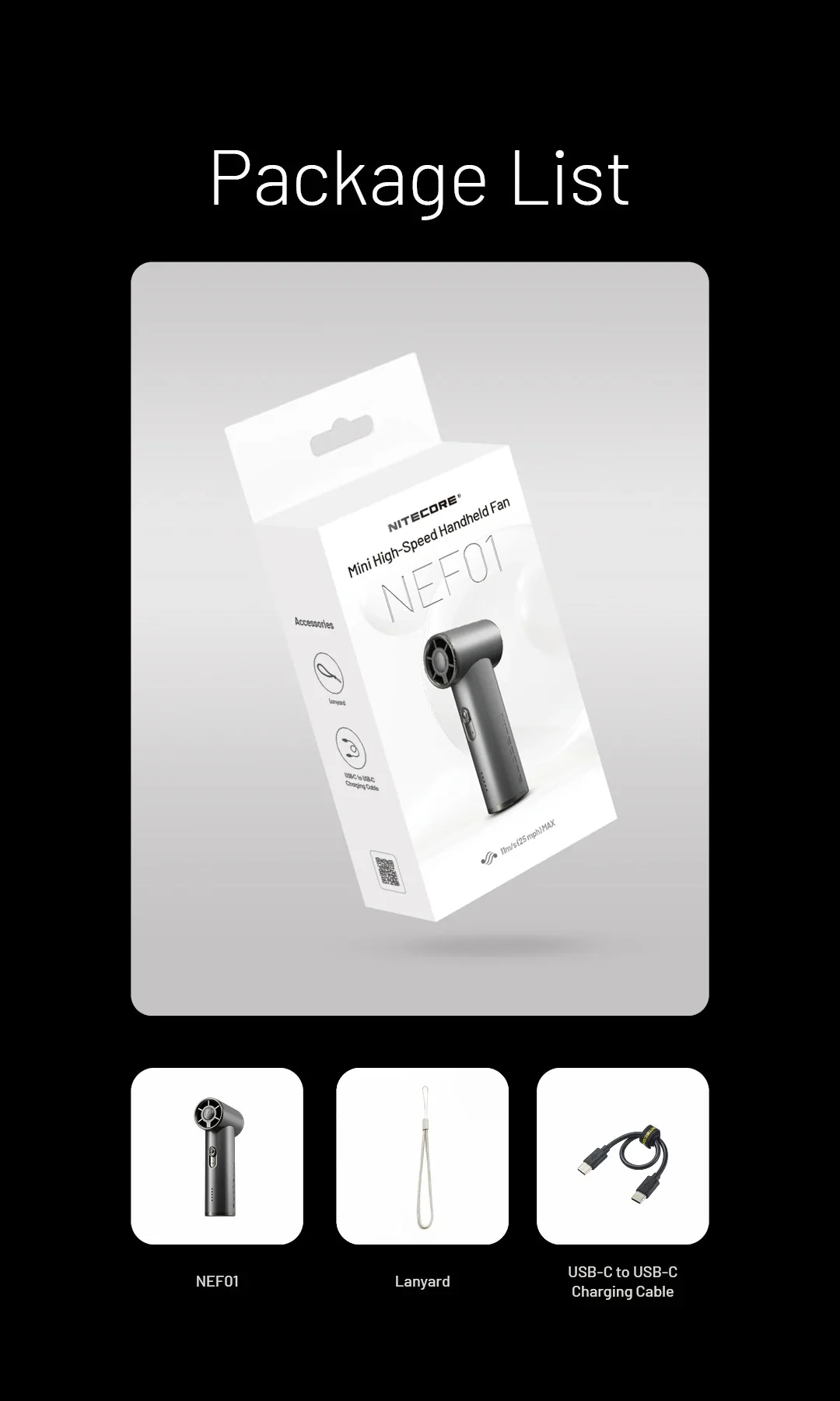 NEF01 (Black) - Mini High-Speed Handheld Fan (4,000mAh) - Image 18