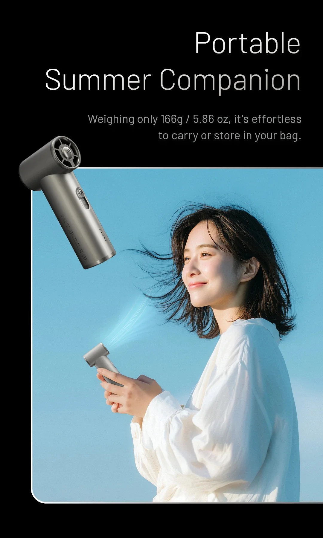 NEF01 (Black) - Mini High-Speed Handheld Fan (4,000mAh) - Image 9