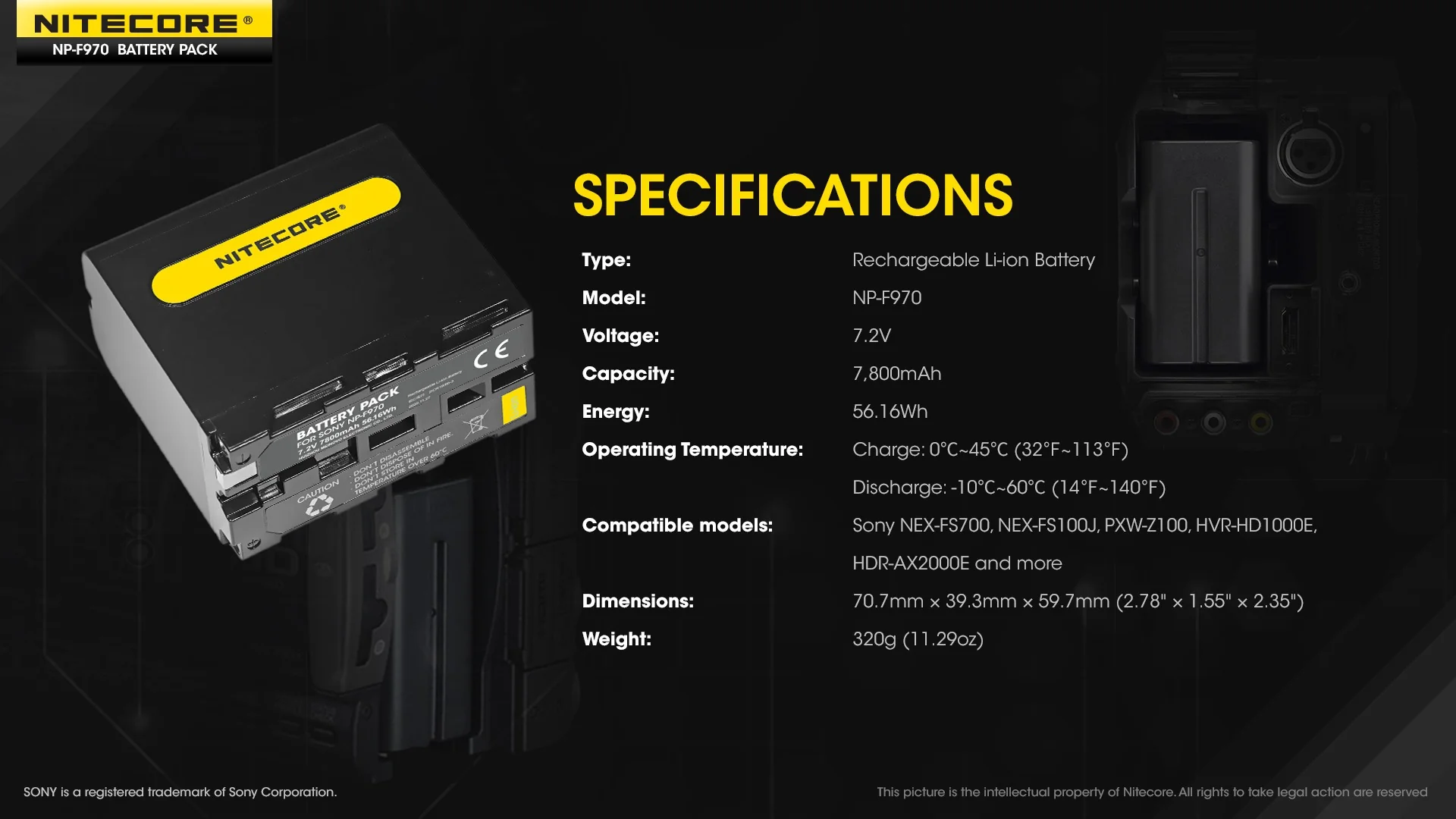 NP-F970 (7800mAh) Battery Pack for Sony - Image 6