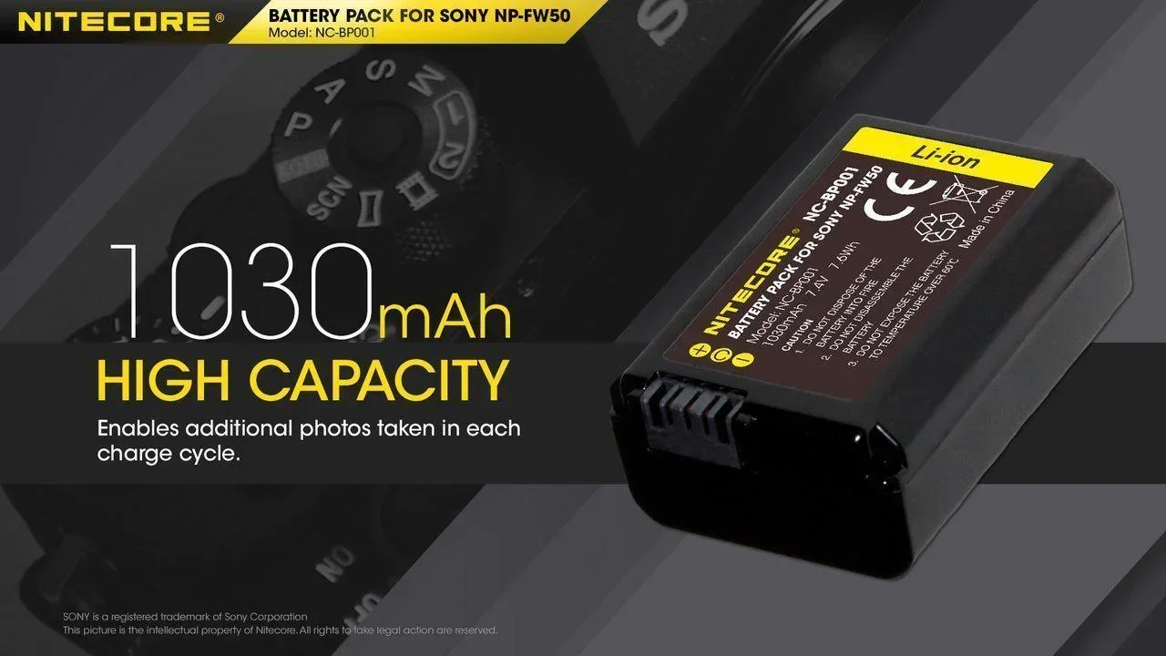 NP-FW50 (1030mAh) Battery Pack for Sony (NC-BP001) - Image 5