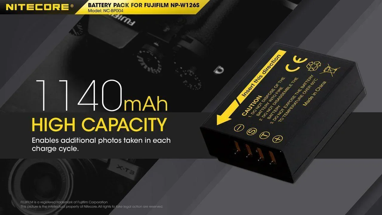NP-W126S (1140mAh) Battery Pack for Fujifilm (NC-BP004) - Image 3