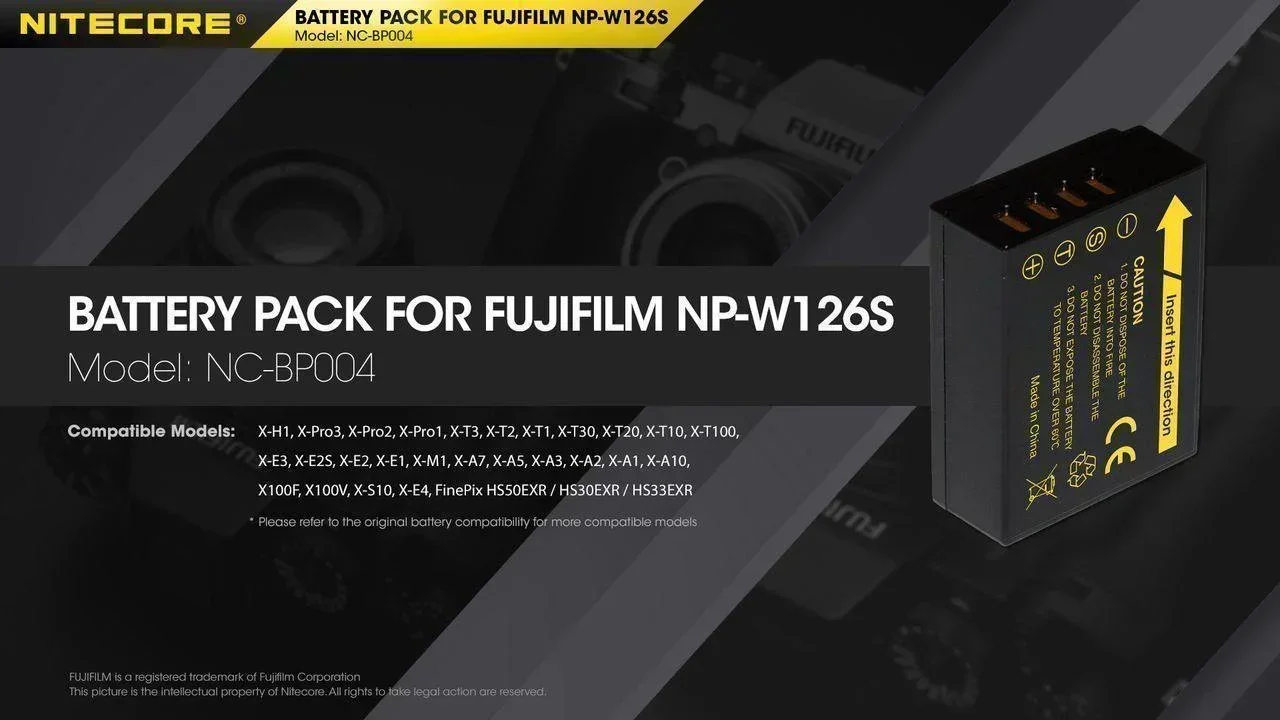 NP-W126S (1140mAh) Battery Pack for Fujifilm (NC-BP004) - Image 6