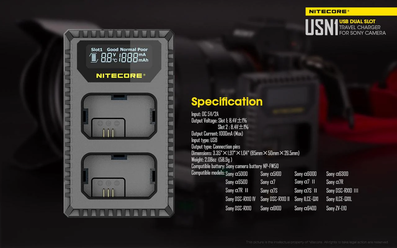 USN1 (Sony NP-FW50) Dual-Slot Battery Charger - Image 18