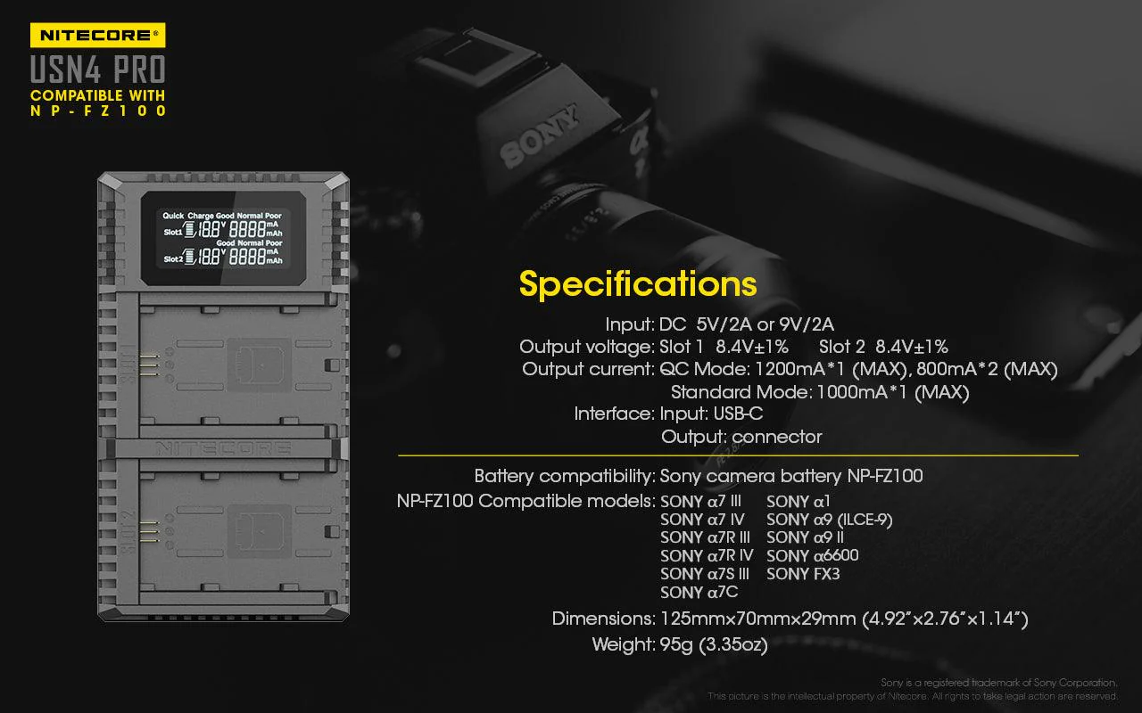 USN4 PRO (Sony NP-FZ100) Dual-Slot Battery Charger - Image 21